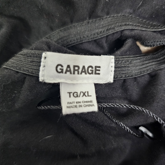 Garage Black Cotton Crop Wrap Top Tie Waist Baddie Vibes XL - Picture 8 of 9